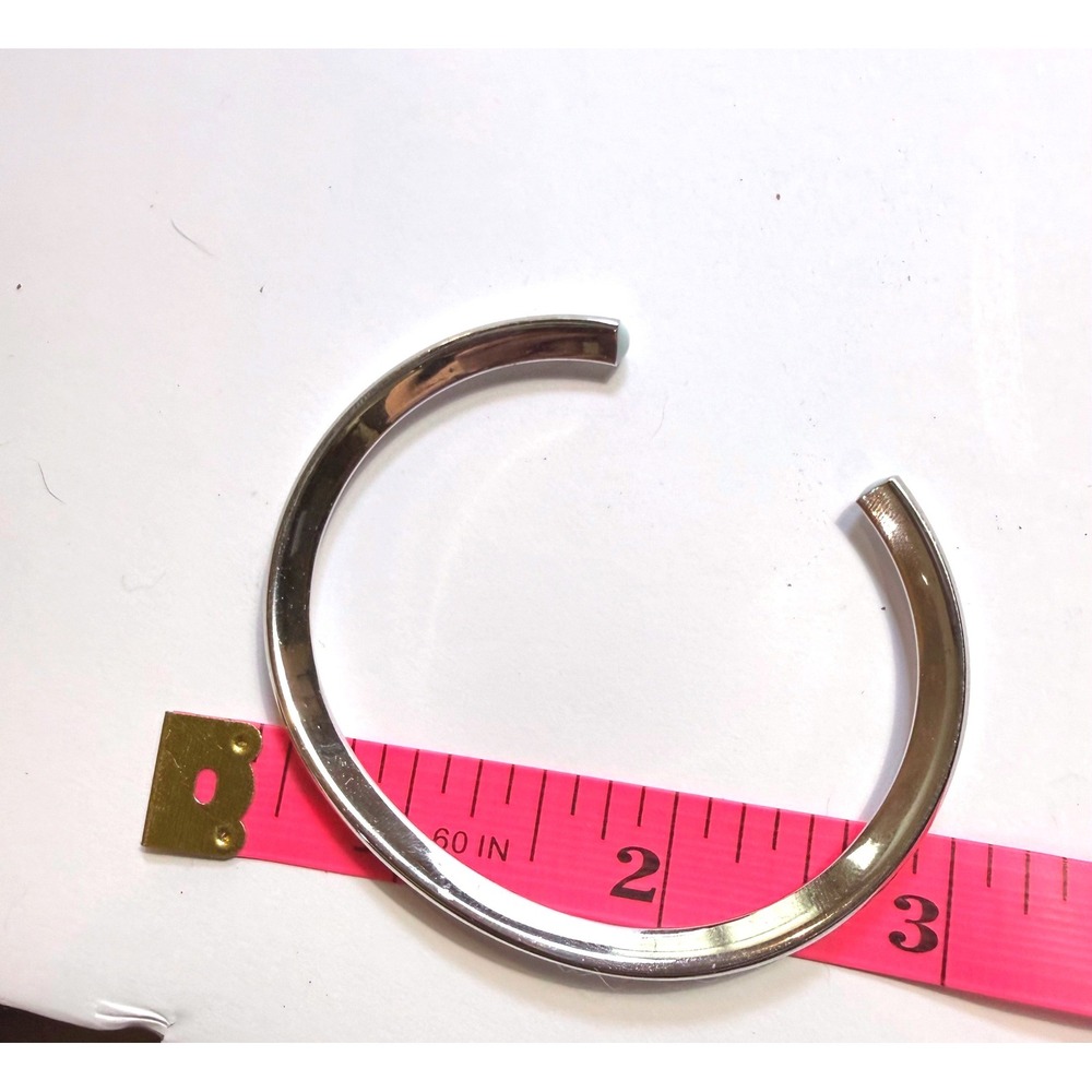 IDO Silver Tone Minimalist Polished Open Cuff Bracelet Hallmarked